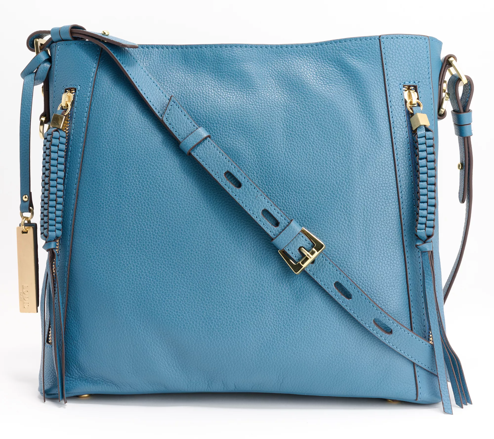 "As Is" Lodis Leather Dual Zip Aviva Crossbody