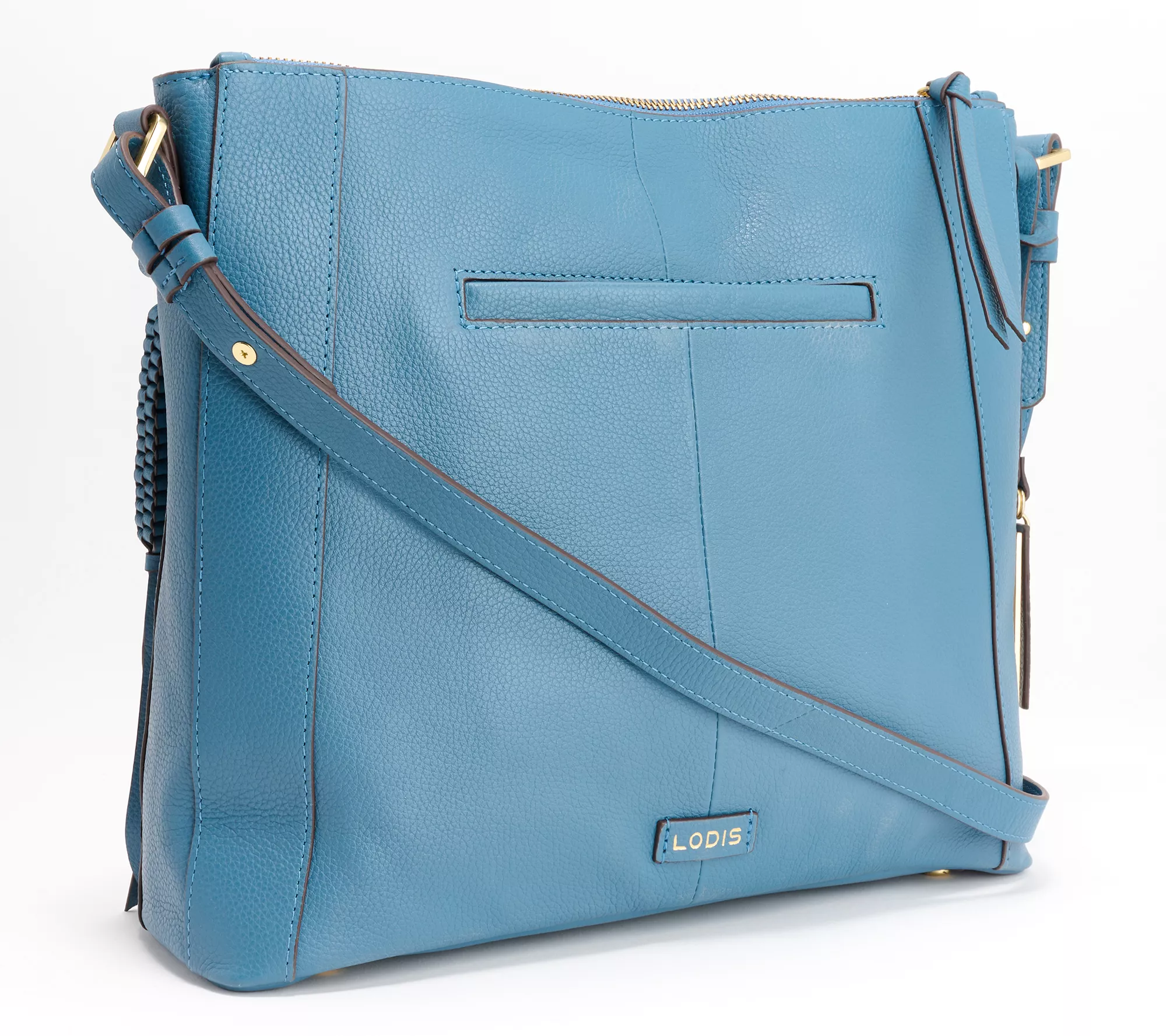 "As Is" Lodis Leather Dual Zip Aviva Crossbody