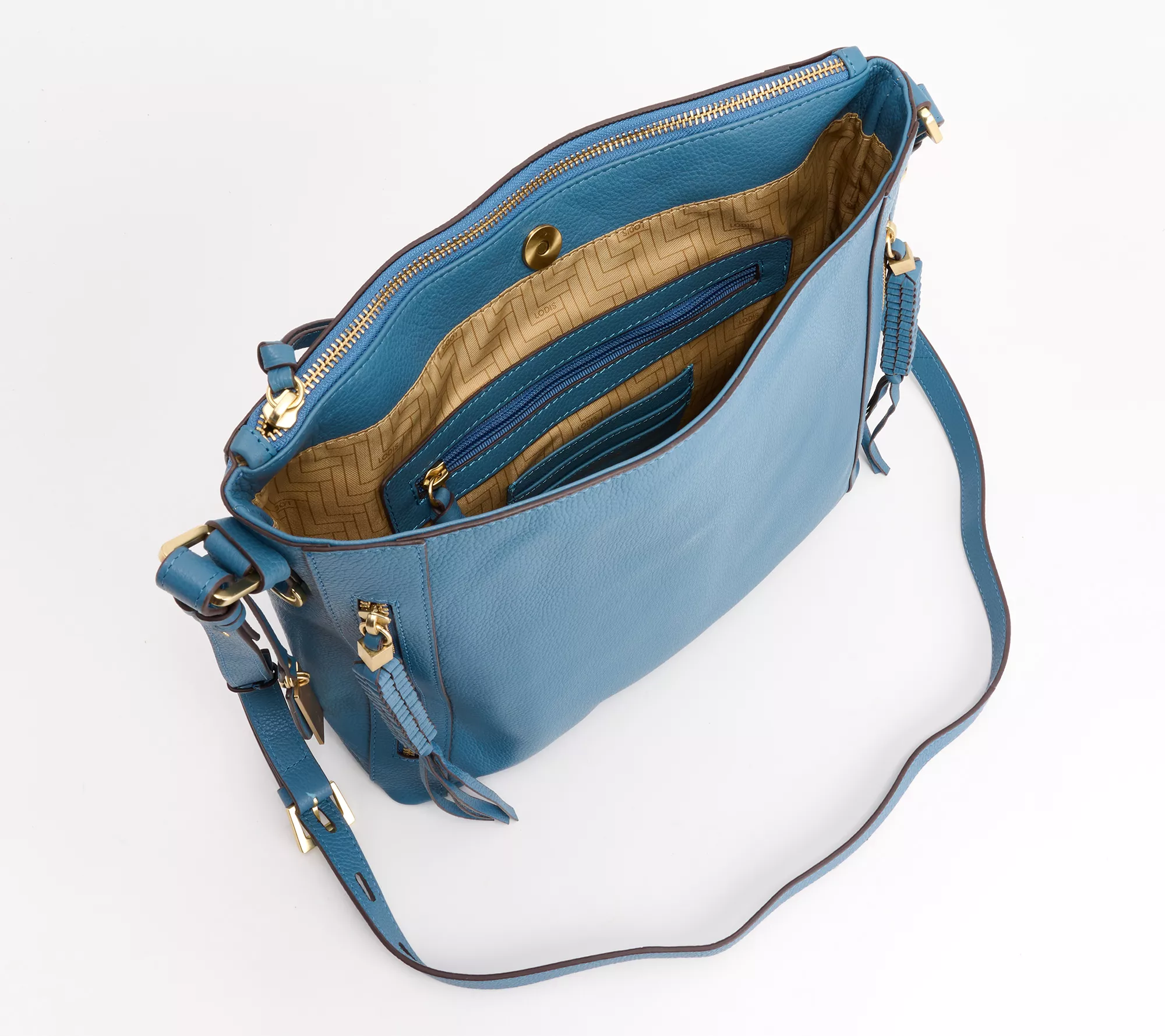 "As Is" Lodis Leather Dual Zip Aviva Crossbody