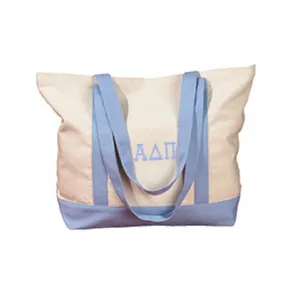 Alpha Delta Pi Canvas Boat Tote, 1-Color Greek Letters - BE004 - EMB