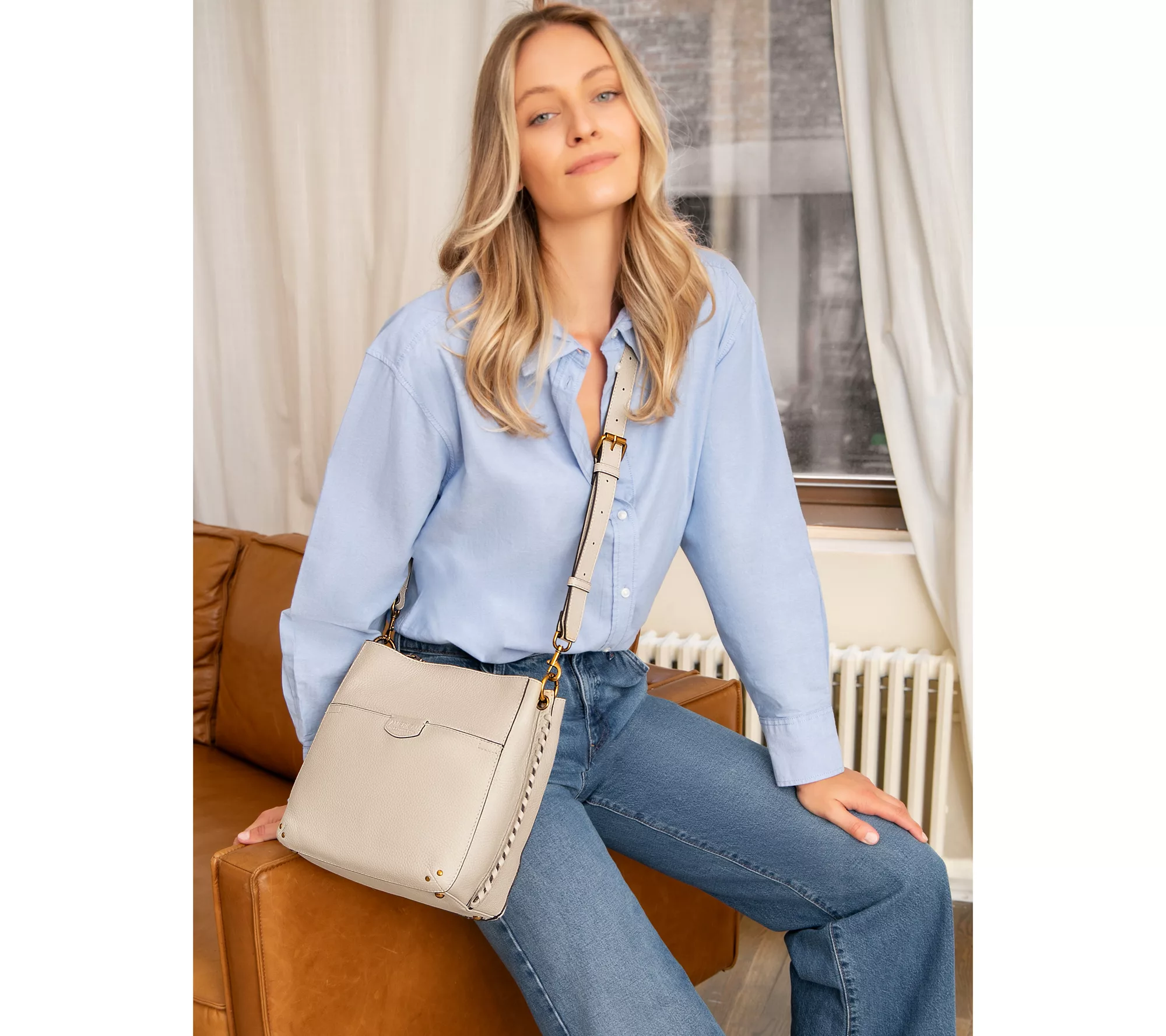 American Leather Co. Pebble Leather Triple Entry Luca Crossbody