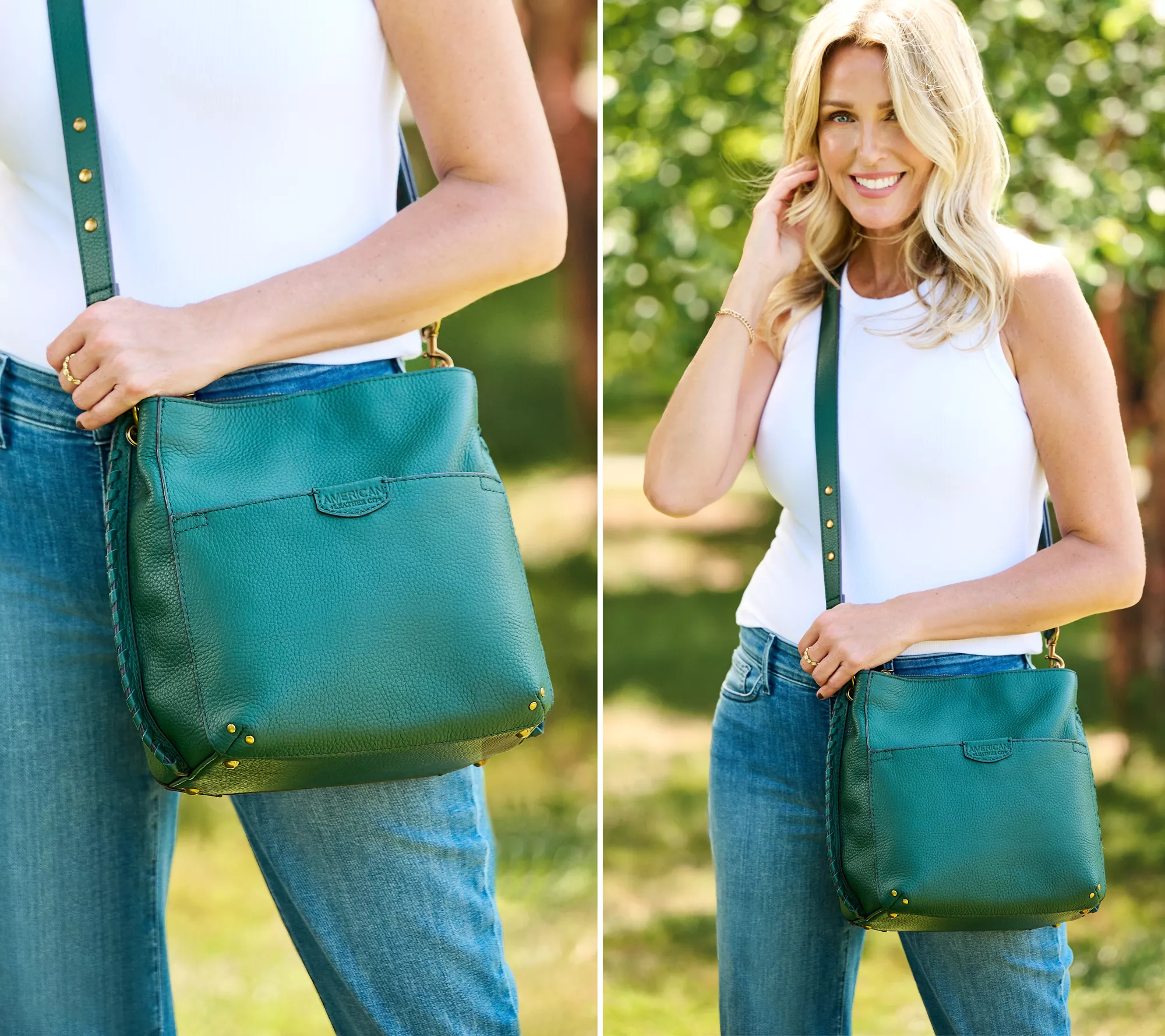 American Leather Co. Pebble Leather Triple Entry Luca Crossbody