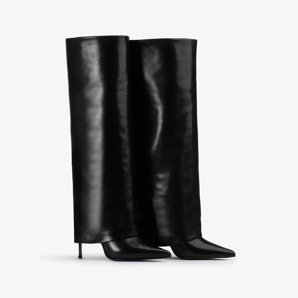 ANDY BOOT 100 mm Black nappa leather cuffed boot