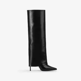 ANDY BOOT 100 mm Black nappa leather cuffed boot