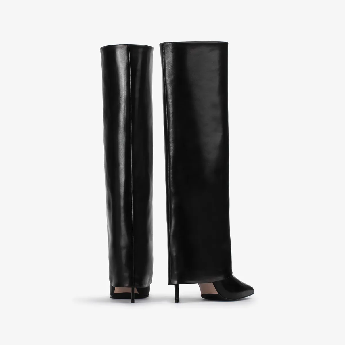 ANDY BOOT 100 mm Black nappa leather cuffed boot