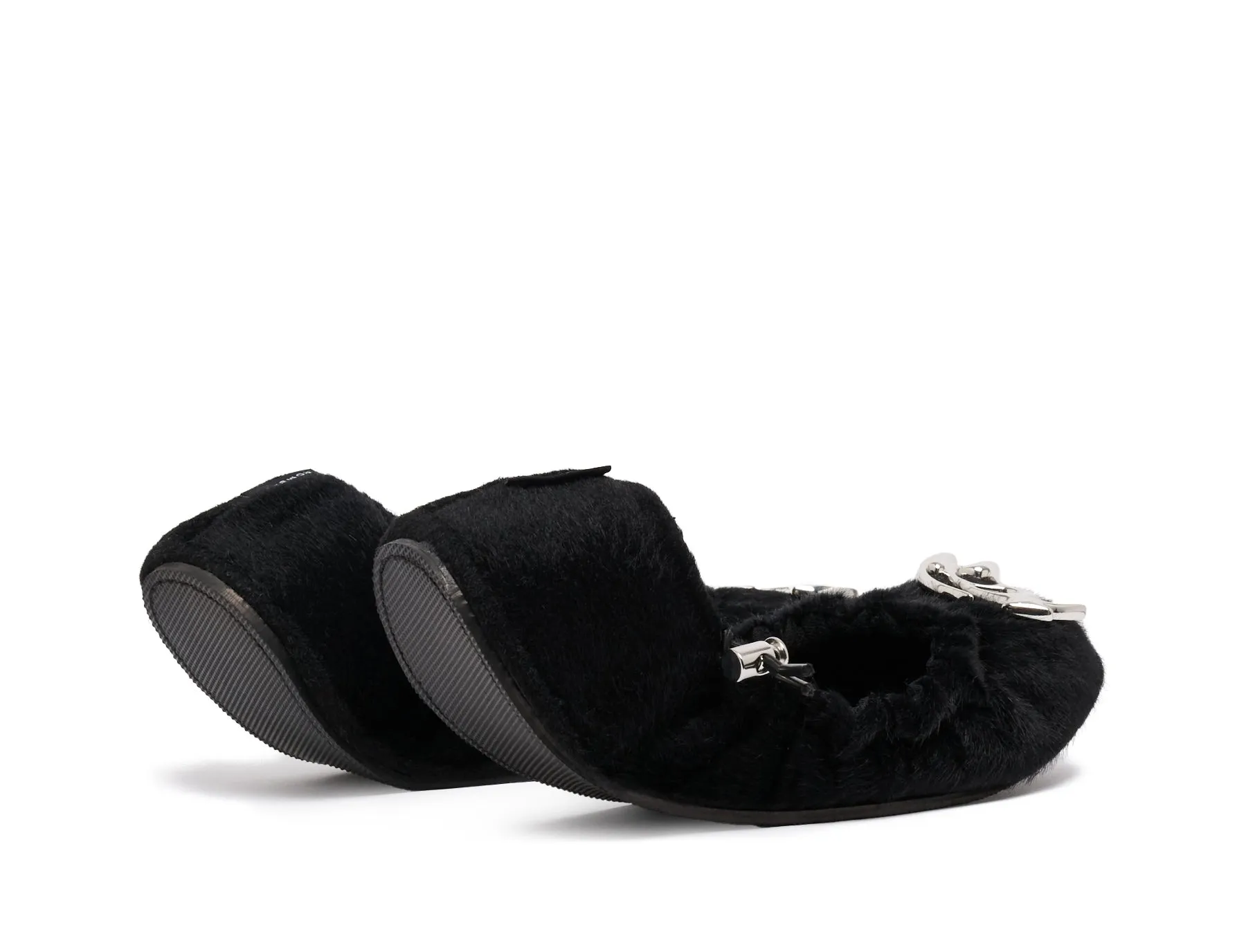 AURA FLATS Black Faux Pony