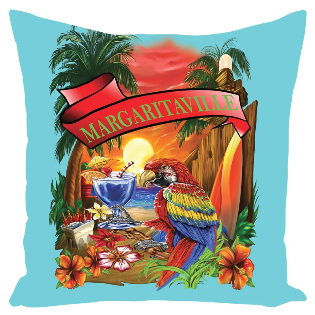 Baby Blue Margaritaville Parrot Outdoor Pillows