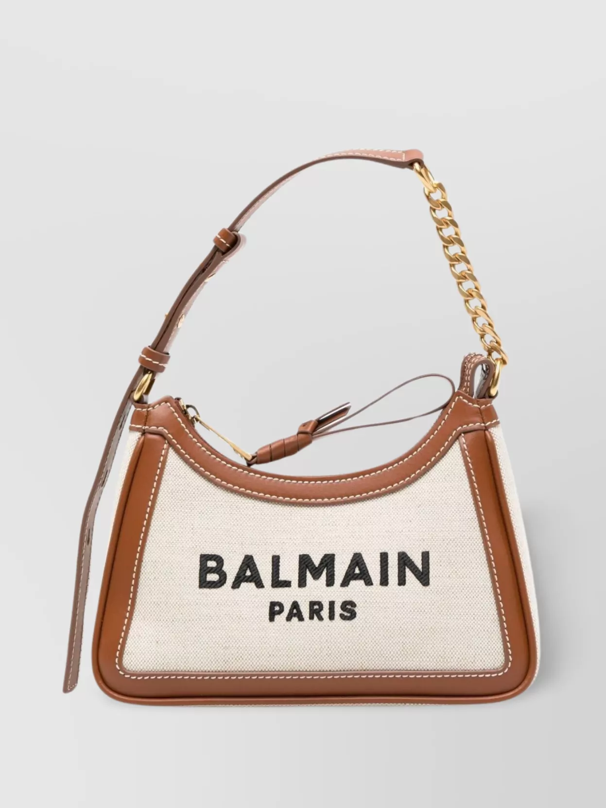 Balmain   Canvas and leather shoulder bag