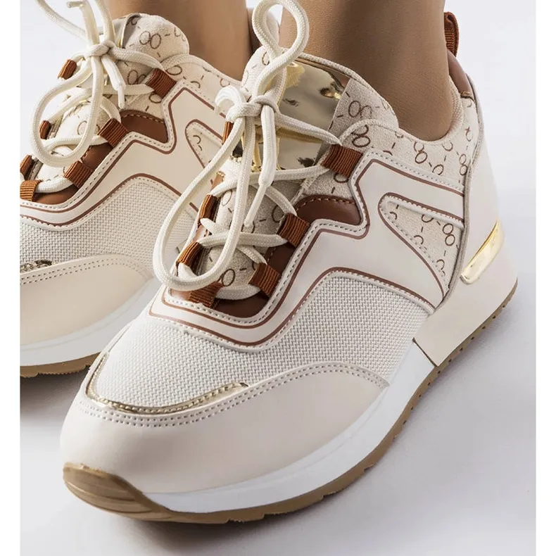 Beige sneakers with gold details from Bedord