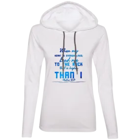 Bible Verse Ladies' Long Sleeve T-Shirt Hoodie - Lead Me To The Rock That Is Higher Than I ~Psalm 61:2~ Design 6