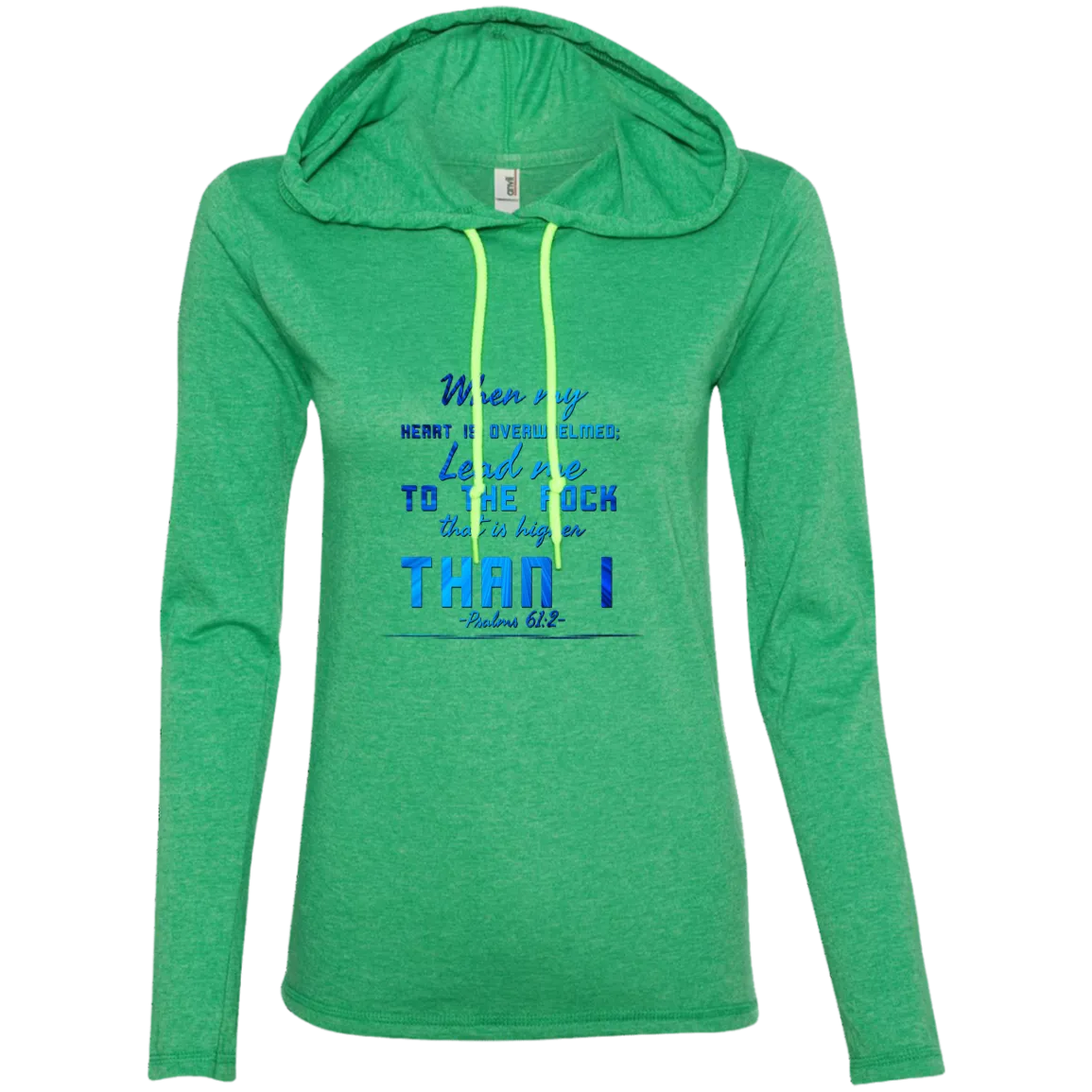 Bible Verse Ladies' Long Sleeve T-Shirt Hoodie - Lead Me To The Rock That Is Higher Than I ~Psalm 61:2~ Design 6