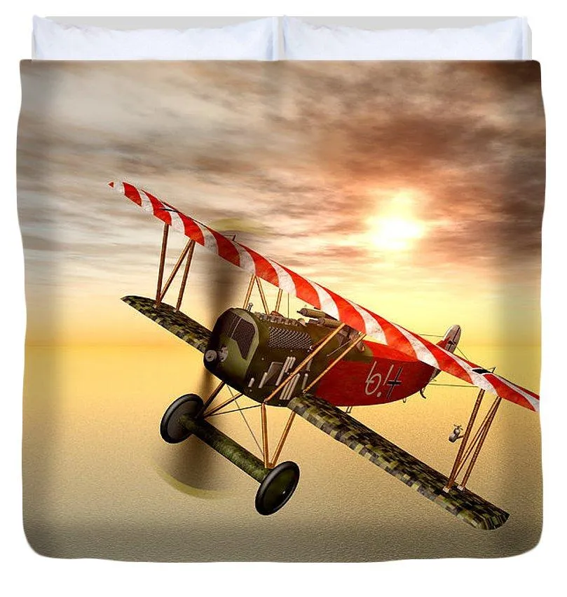 Biplane In The Sunset - Duvet Cover