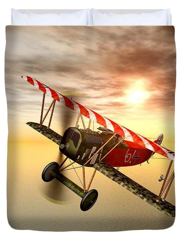 Biplane In The Sunset - Duvet Cover