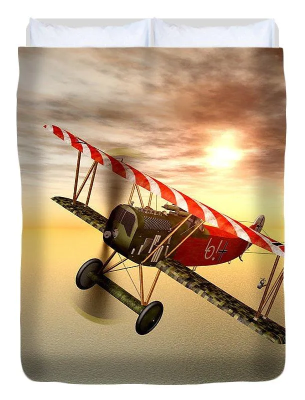 Biplane In The Sunset - Duvet Cover