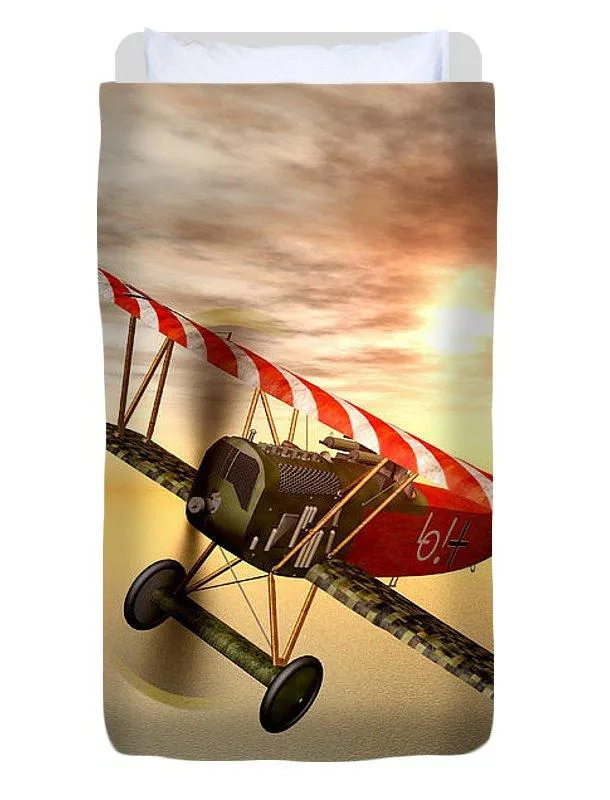 Biplane In The Sunset - Duvet Cover