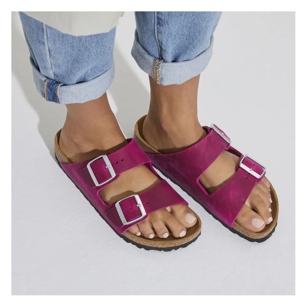 Birkenstock Arizona Festival Fuchsia Oiled Leather Women’s Sandals (Narrow)