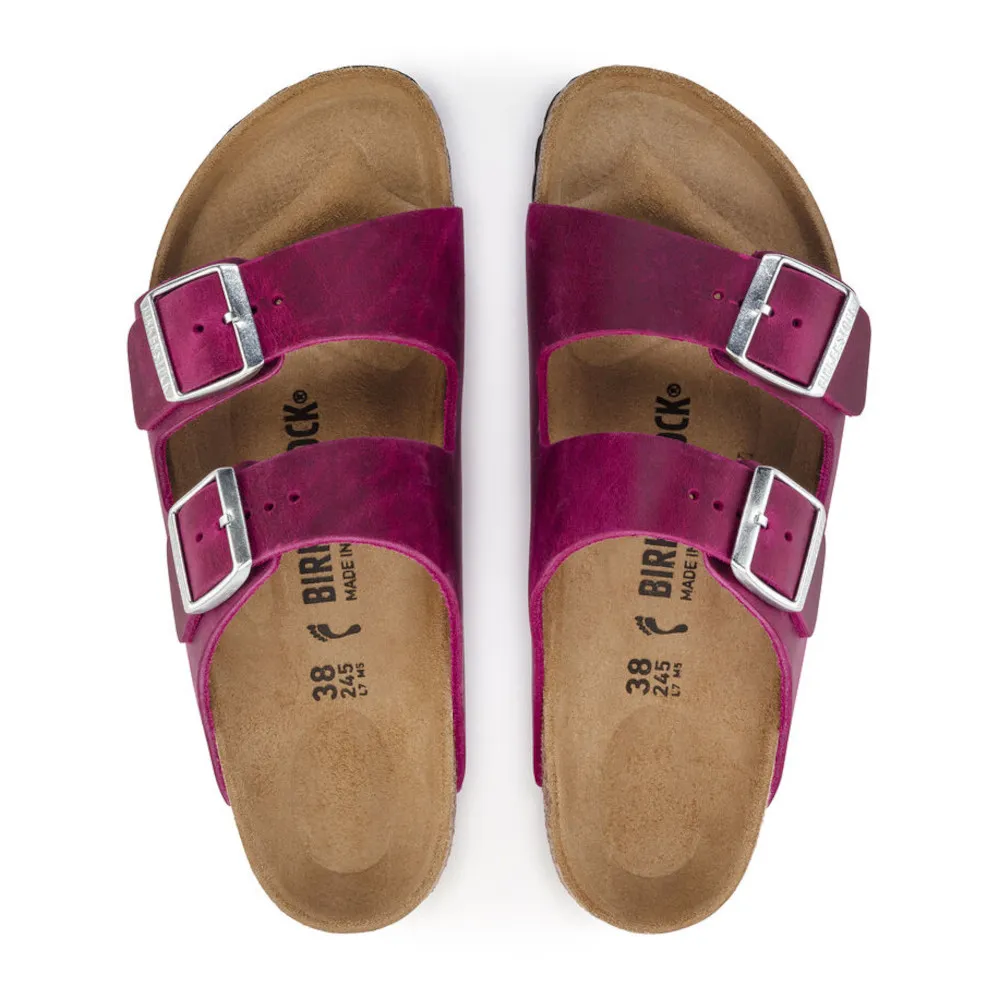 Birkenstock Arizona Festival Fuchsia Oiled Leather Women’s Sandals (Narrow)