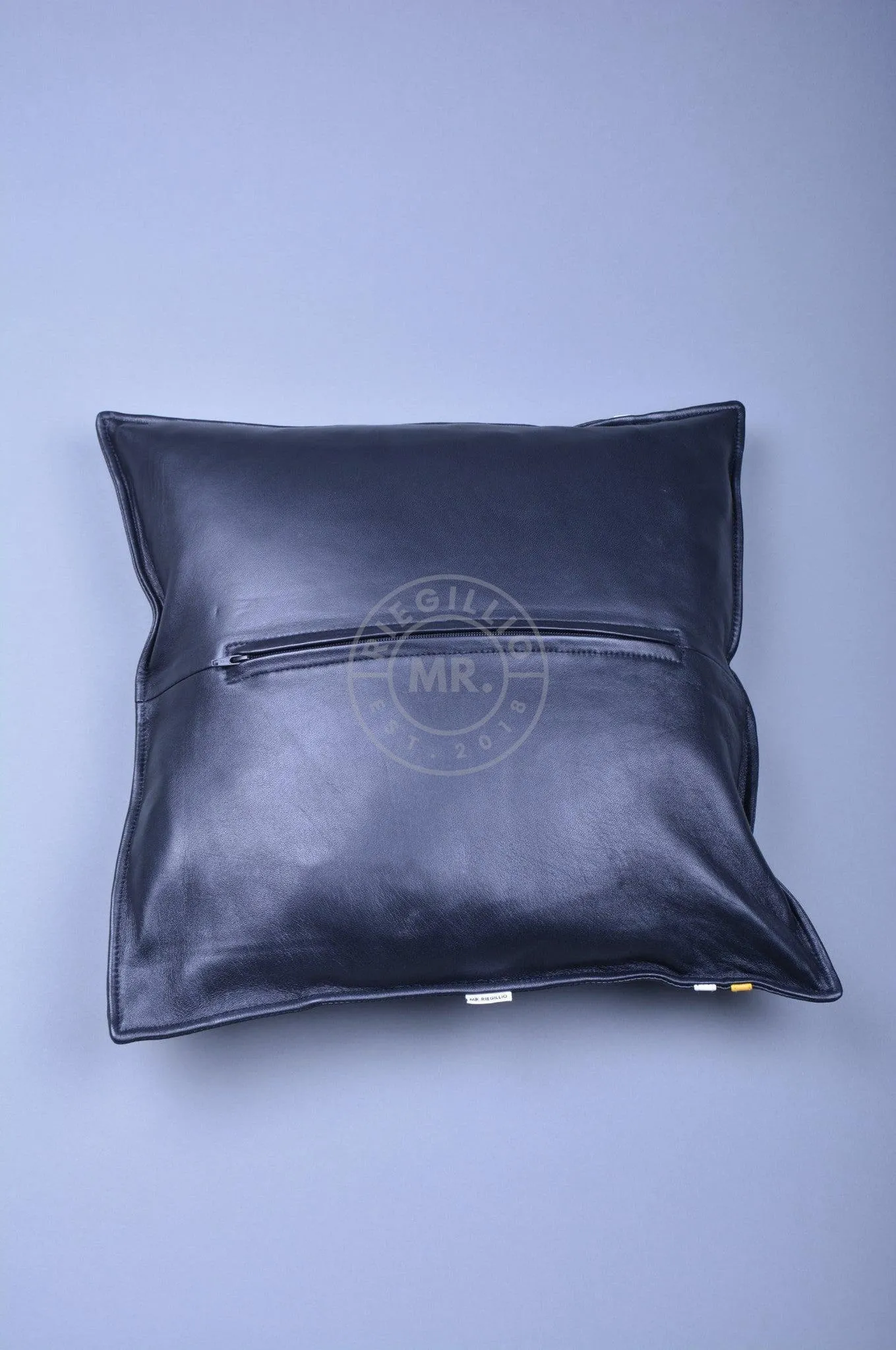 Black Leather Pillow - Red Stripe