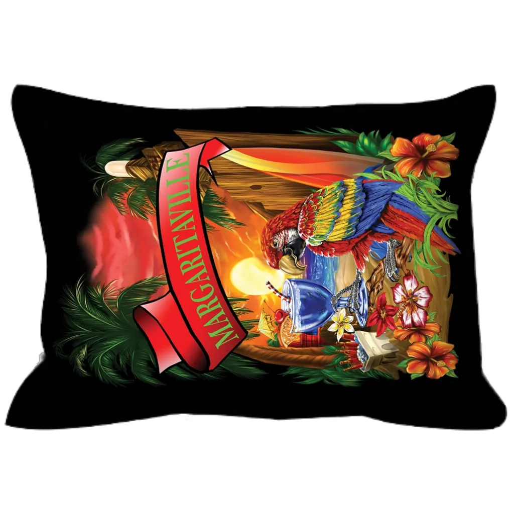 Black Margaritaville Parrot Outdoor Pillows