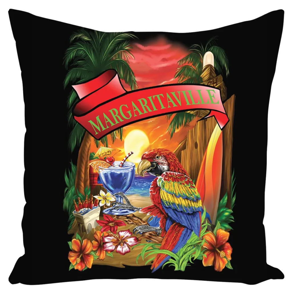 Black Margaritaville Parrot Outdoor Pillows