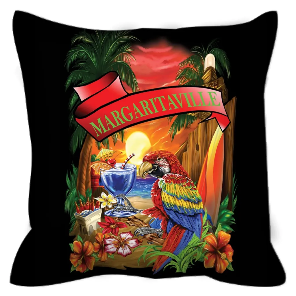 Black Margaritaville Parrot Outdoor Pillows