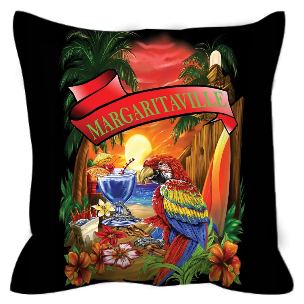 Black Margaritaville Parrot Outdoor Pillows