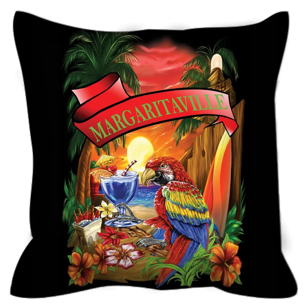 Black Margaritaville Parrot Outdoor Pillows