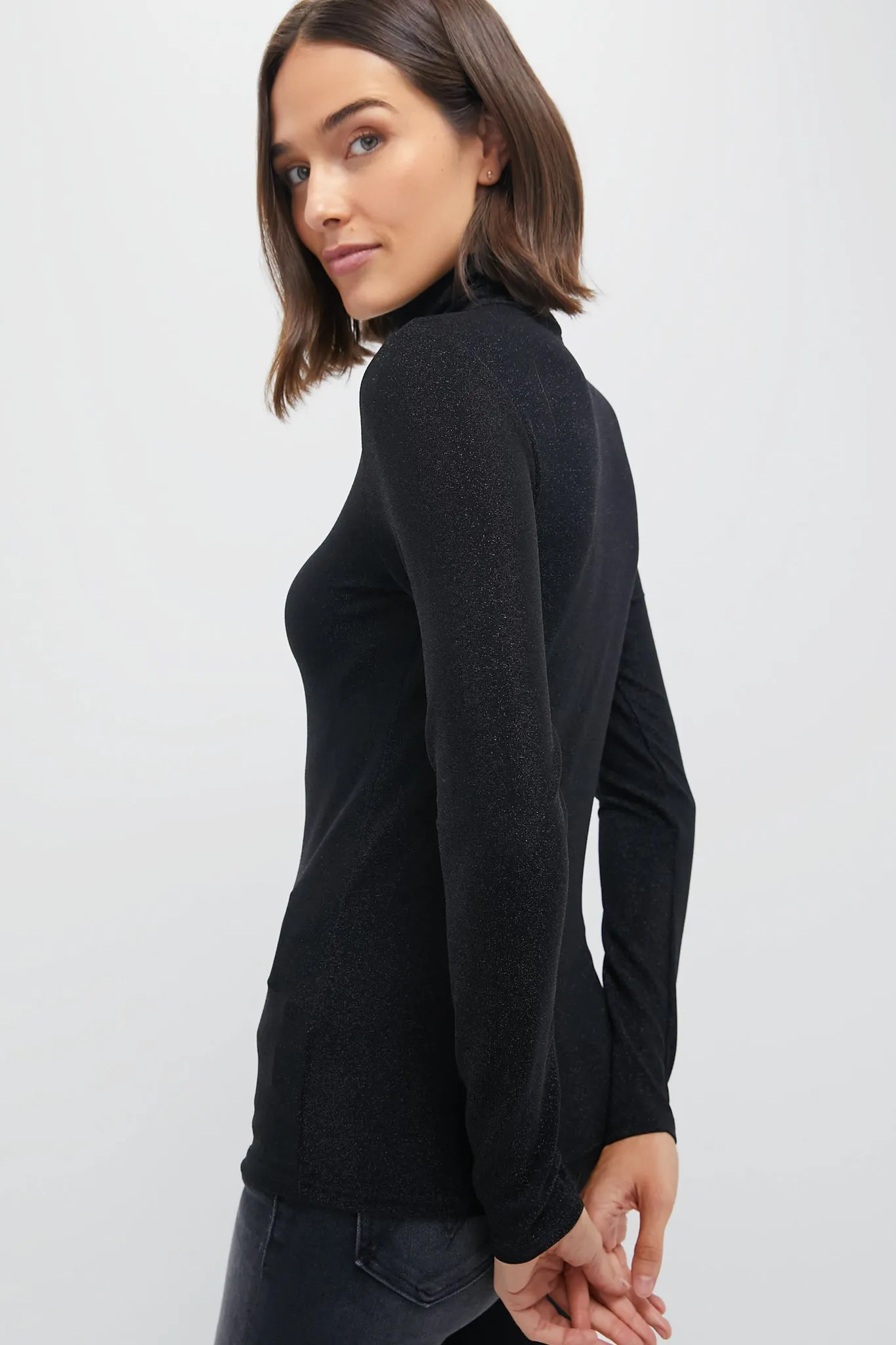 Black Metallic Ellory Turtleneck