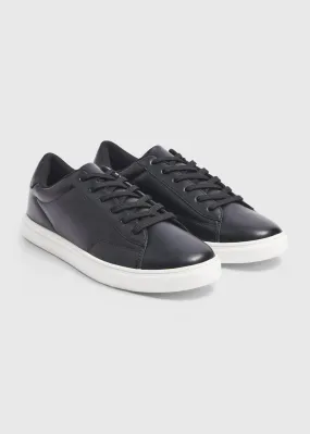 Black PU Court Trainers