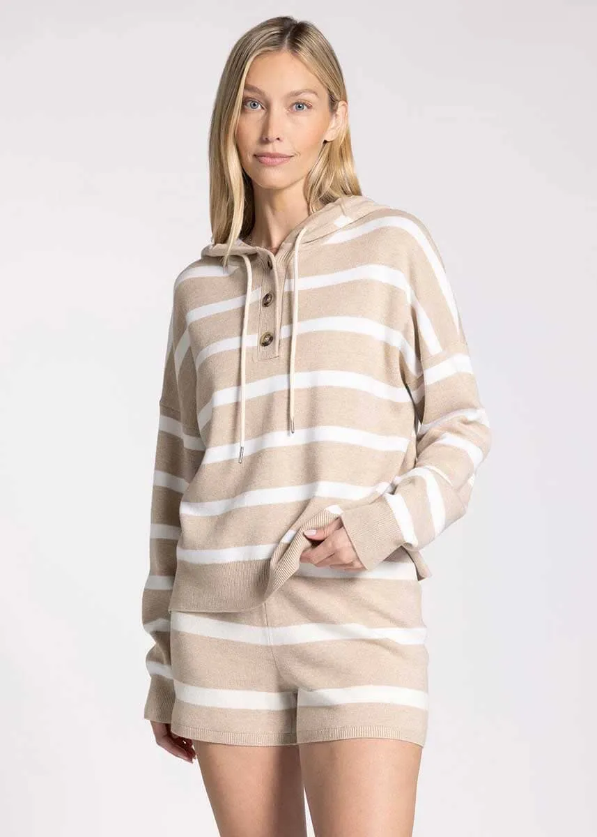 Brighton Pullover - Heather Khaki White Stripe