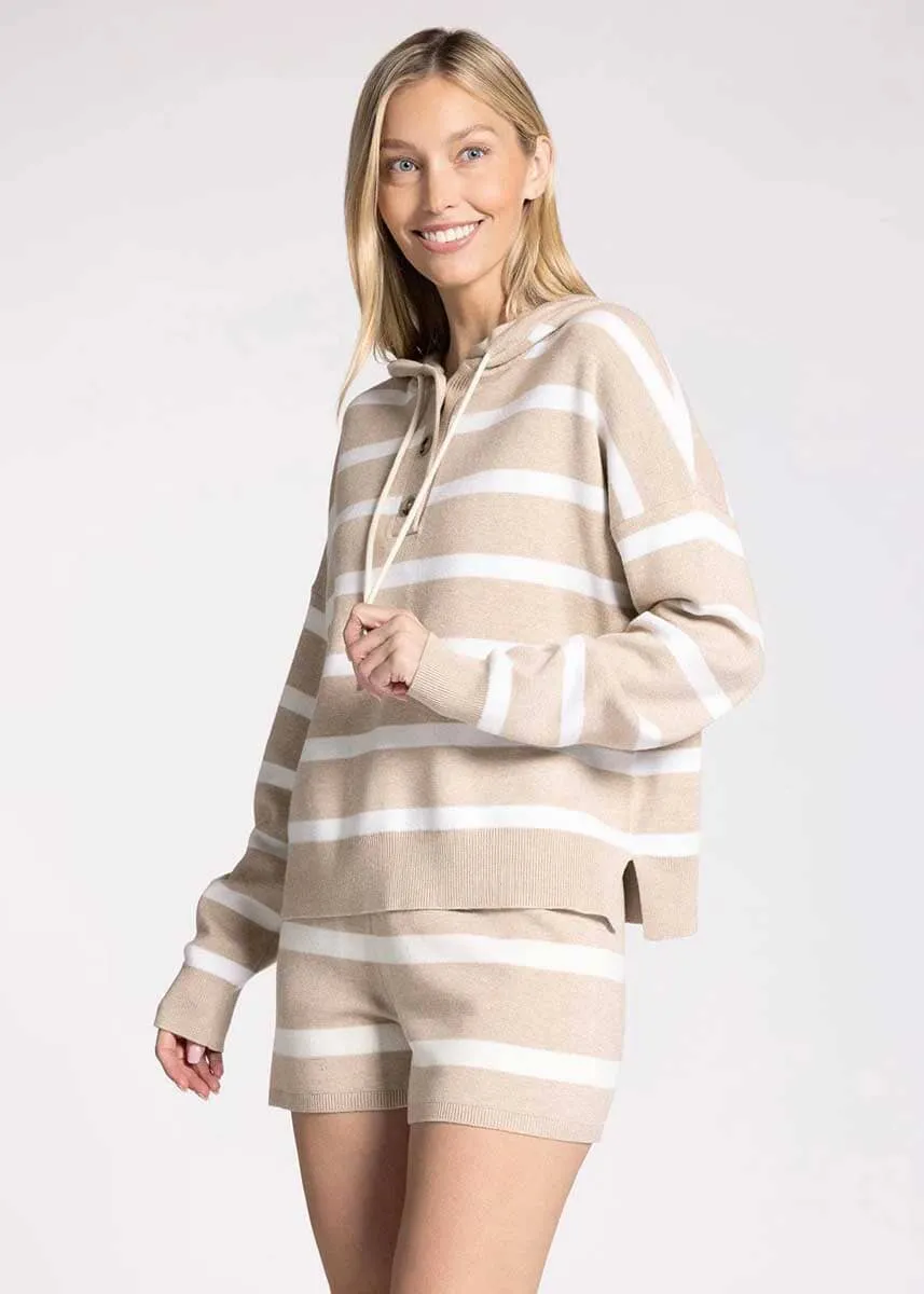 Brighton Pullover - Heather Khaki White Stripe