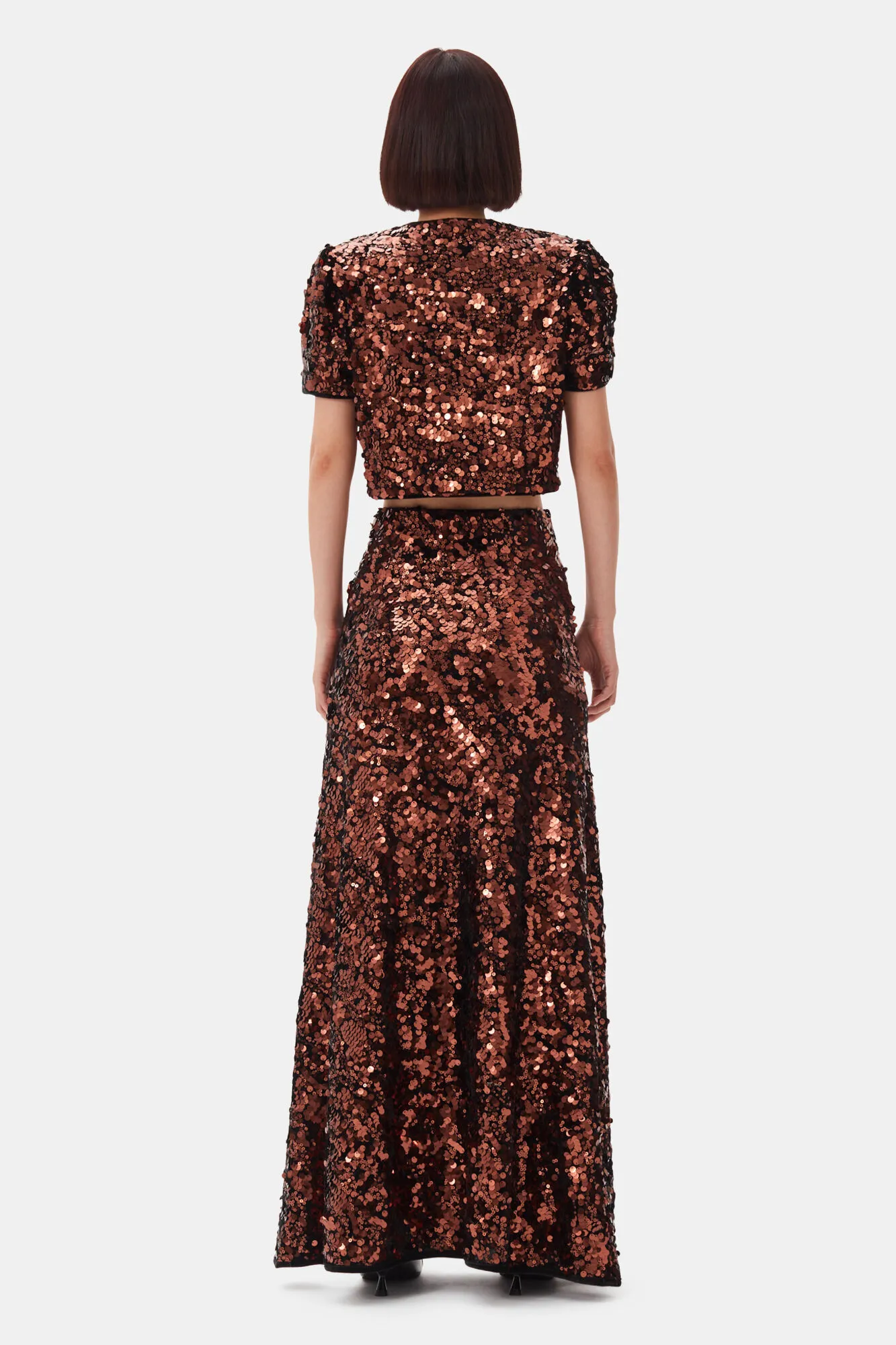 Brown Sequins Maxi Skirt