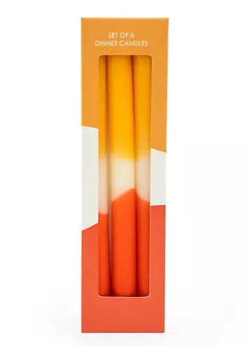 Candlelight Two Tone Brights Set of 6 Orange Dinner Candles | Kaleidoscope