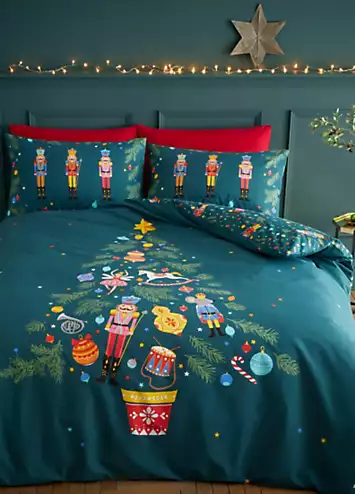 Catherine Lansfield Christmas Nutcracker Reversible Duvet Cover Set | Kaleidoscope