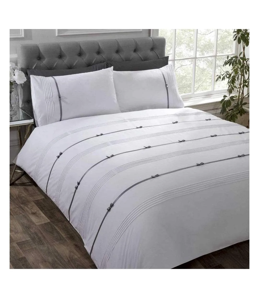 Clarissa pintuck duvet cover set white Rapport