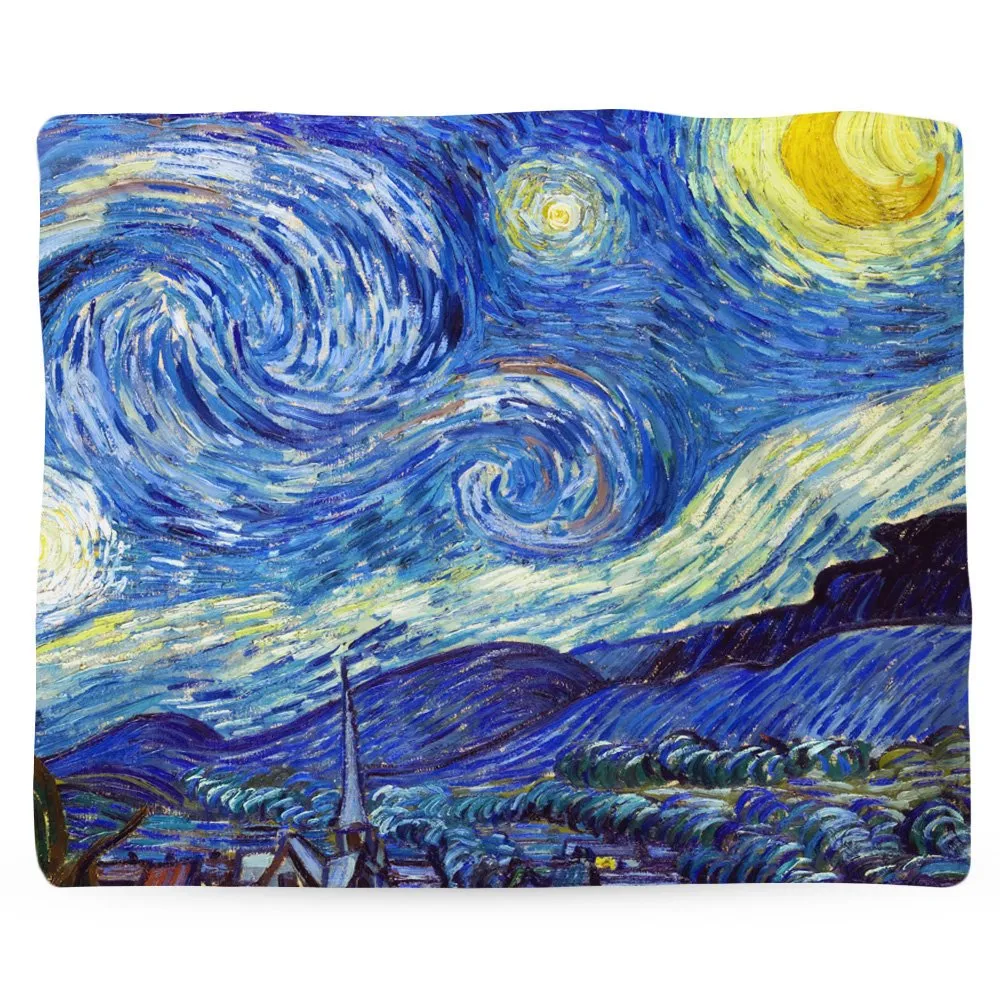 Classic Art Blanket, Famous Art, Fleece Blanket, Fleece Throw, Moon Blanket, Van Gogh, Starry Night, Impressionist Art, Blue Fab