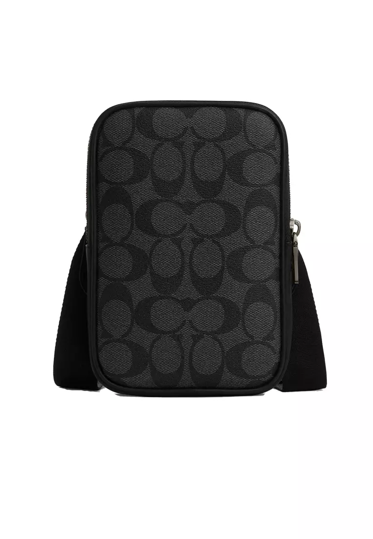 Coach COACH Aden Crossbody In Signature Canvas Charcoal/Black CO912