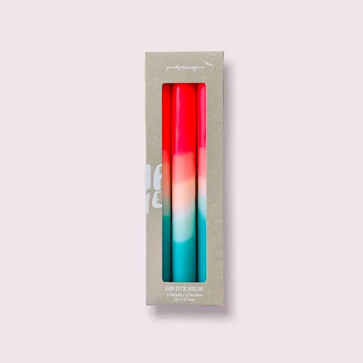 Dip Dye Neon Taper Candles Set of 3 (Watermelon Coast)