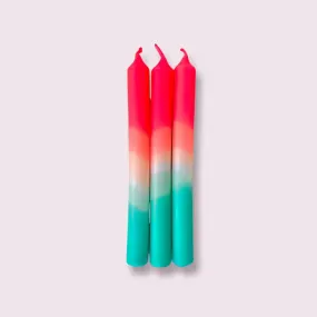 Dip Dye Neon Taper Candles Set of 3 (Watermelon Coast)