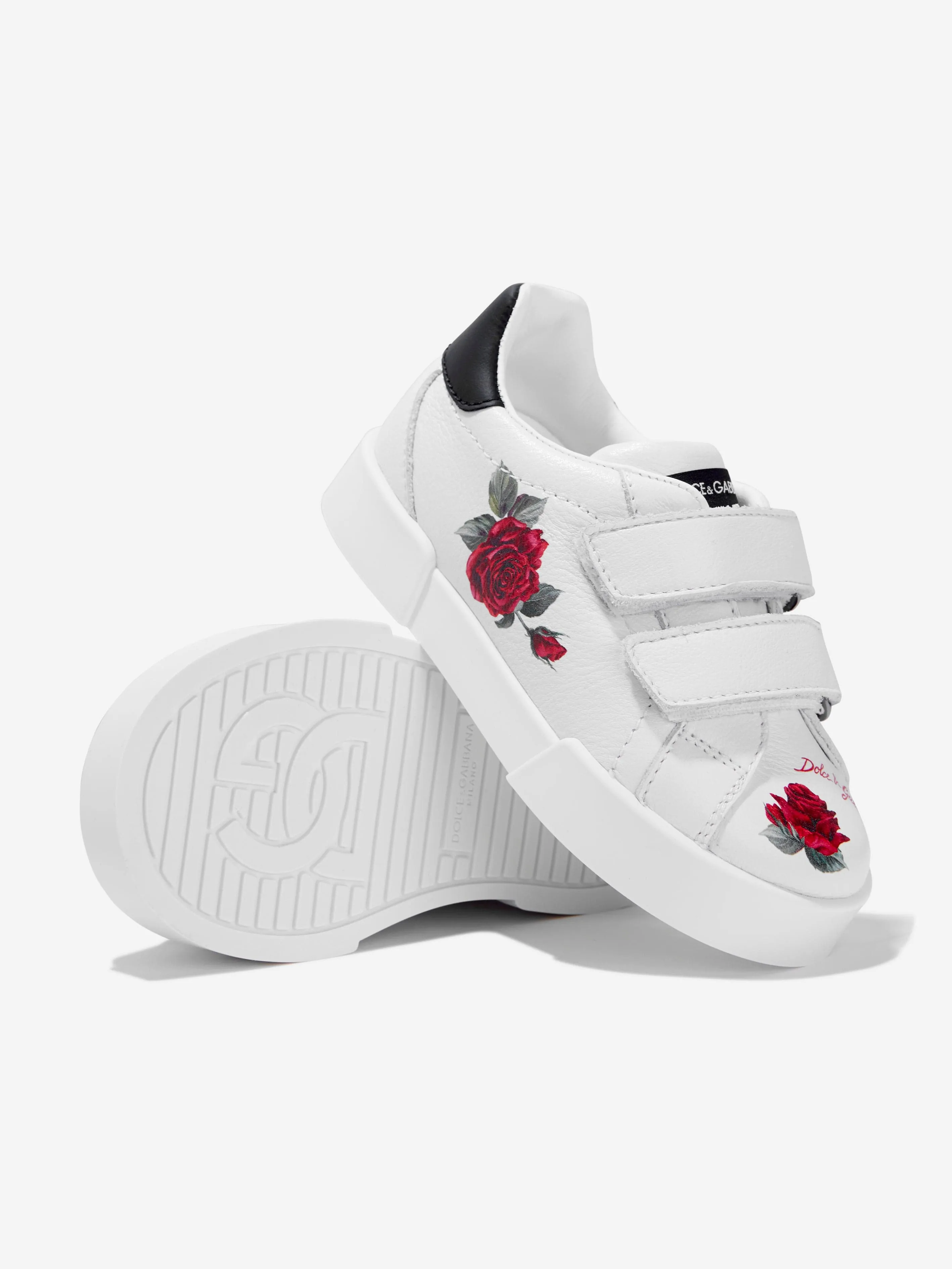 Dolce & Gabbana Girls Leather Velcro Trainers in White