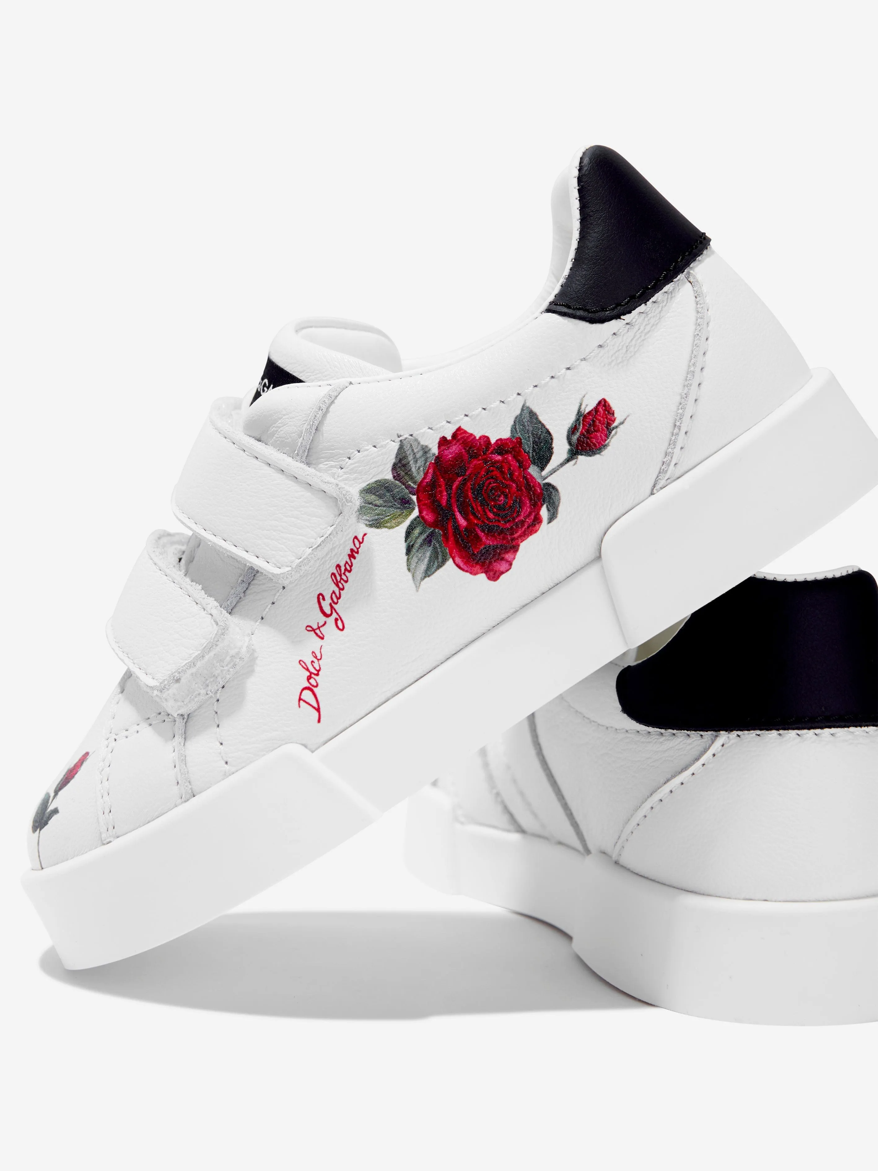 Dolce & Gabbana Girls Leather Velcro Trainers in White