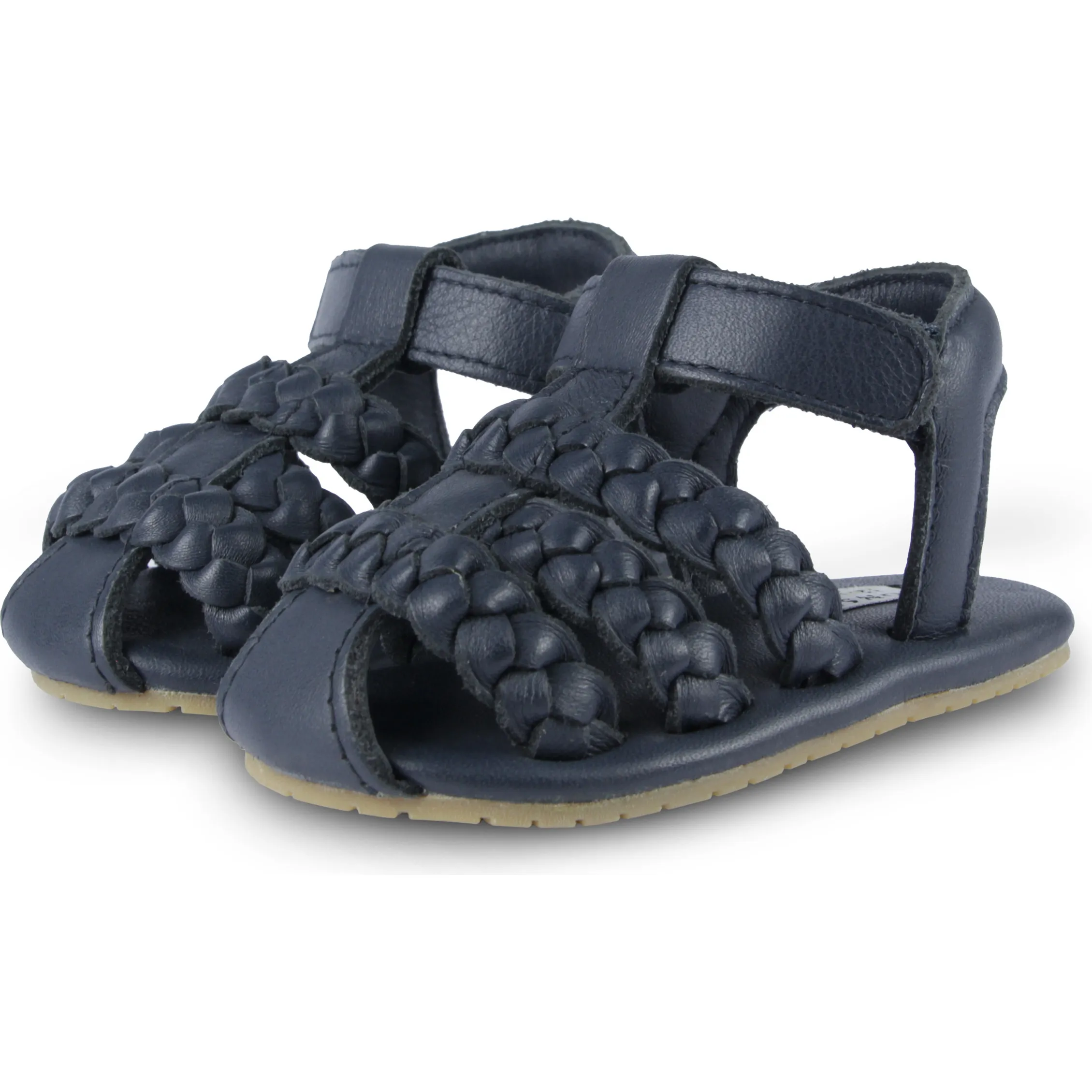 Donsje Amsterdam Pam Classic Leather Braided 3-Strap Sandals, Navy