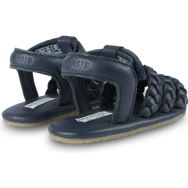 Donsje Amsterdam Pam Classic Leather Braided 3-Strap Sandals, Navy