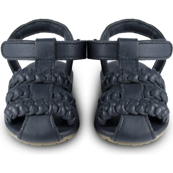 Donsje Amsterdam Pam Classic Leather Braided 3-Strap Sandals, Navy