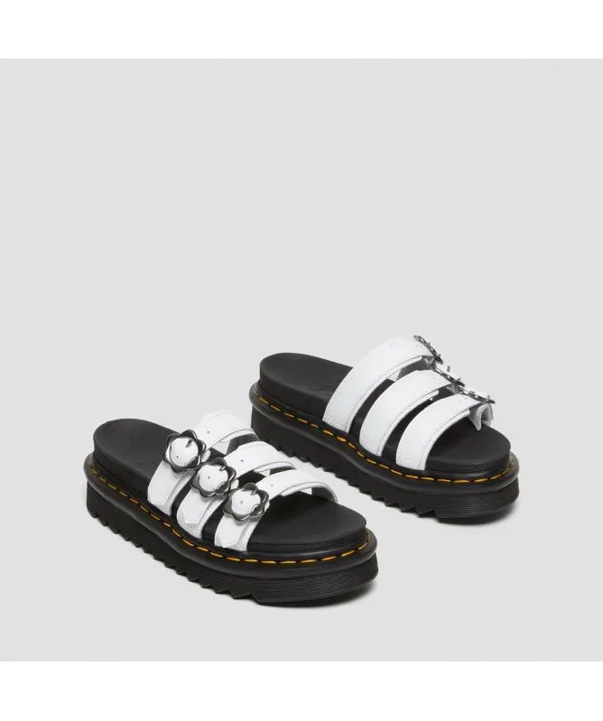 Dr. Martens Blaire Flower Buckle Leather Slide Sandals