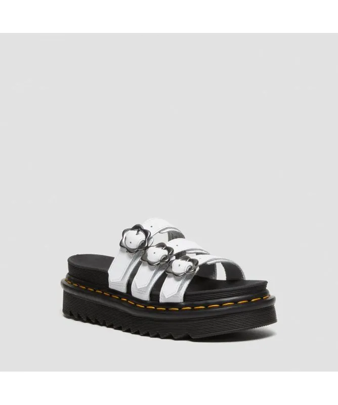 Dr. Martens Blaire Flower Buckle Leather Slide Sandals