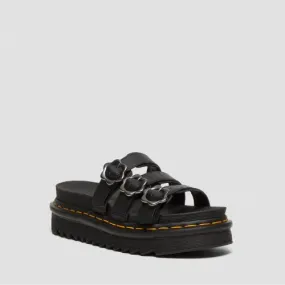 Dr. Martens Blaire Flower Buckle Leather Slide Sandals