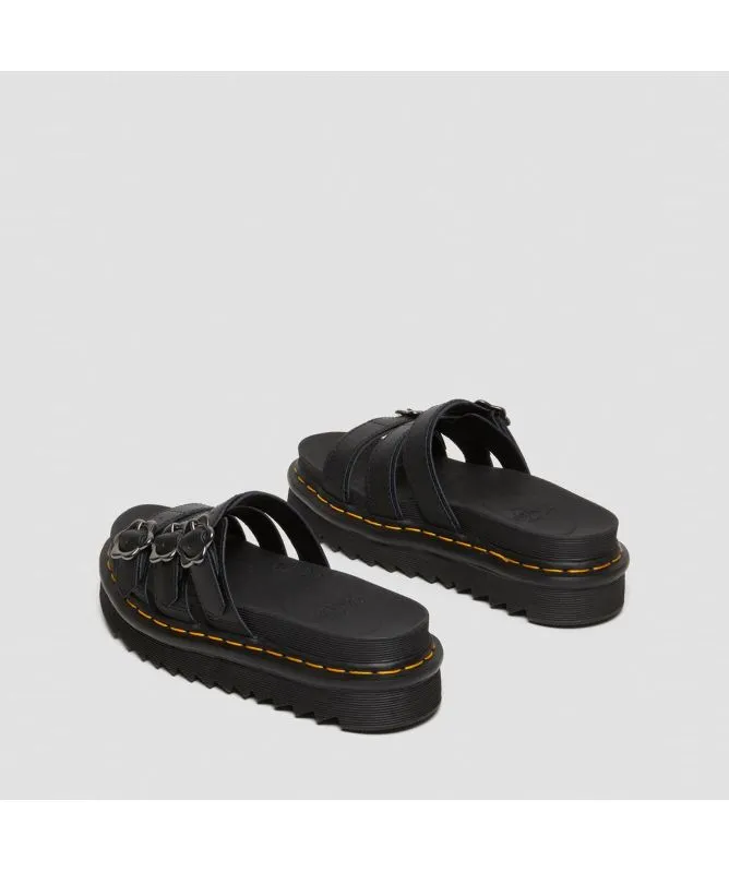 Dr. Martens Blaire Flower Buckle Leather Slide Sandals