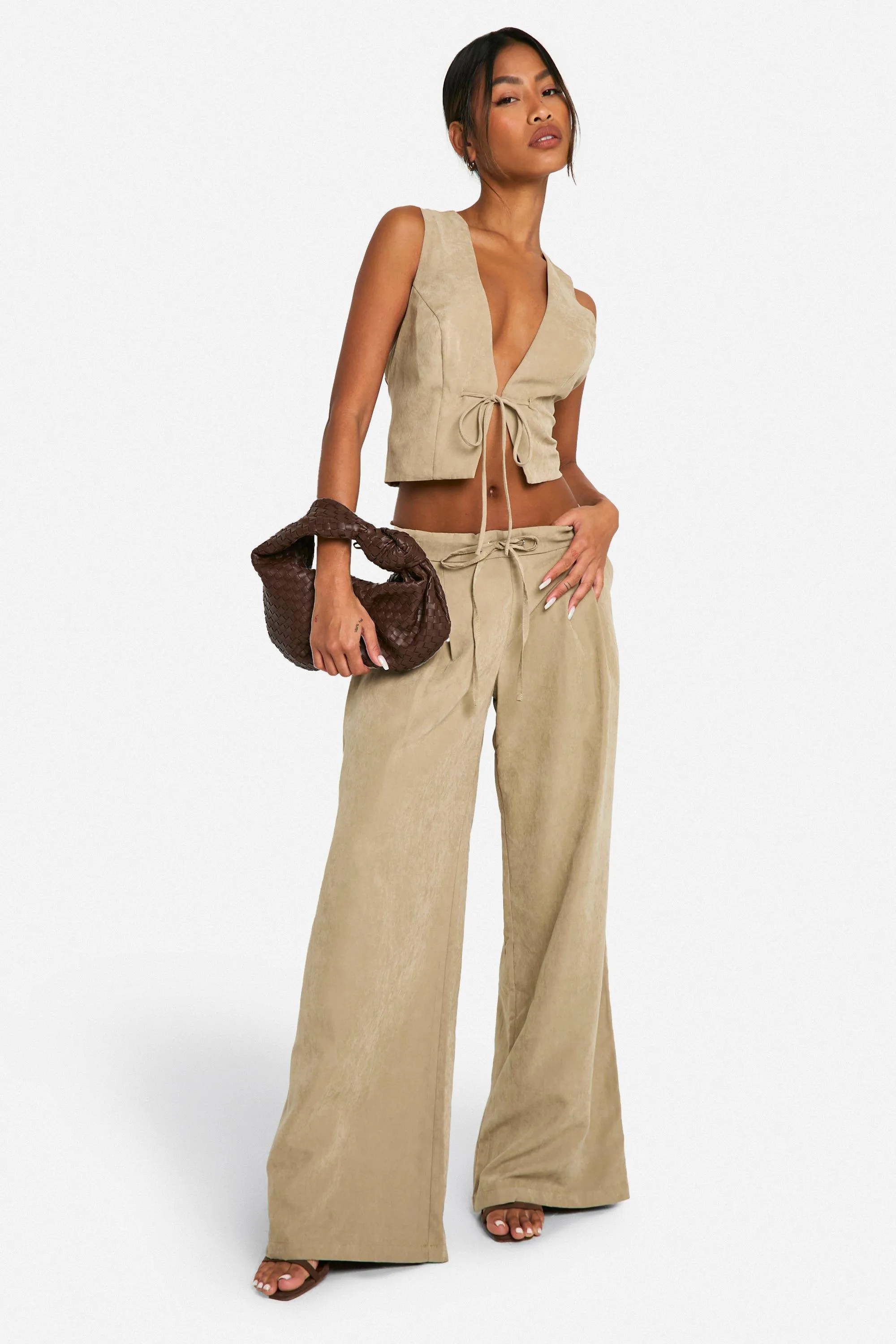 Drawstring Wide Leg Trousers