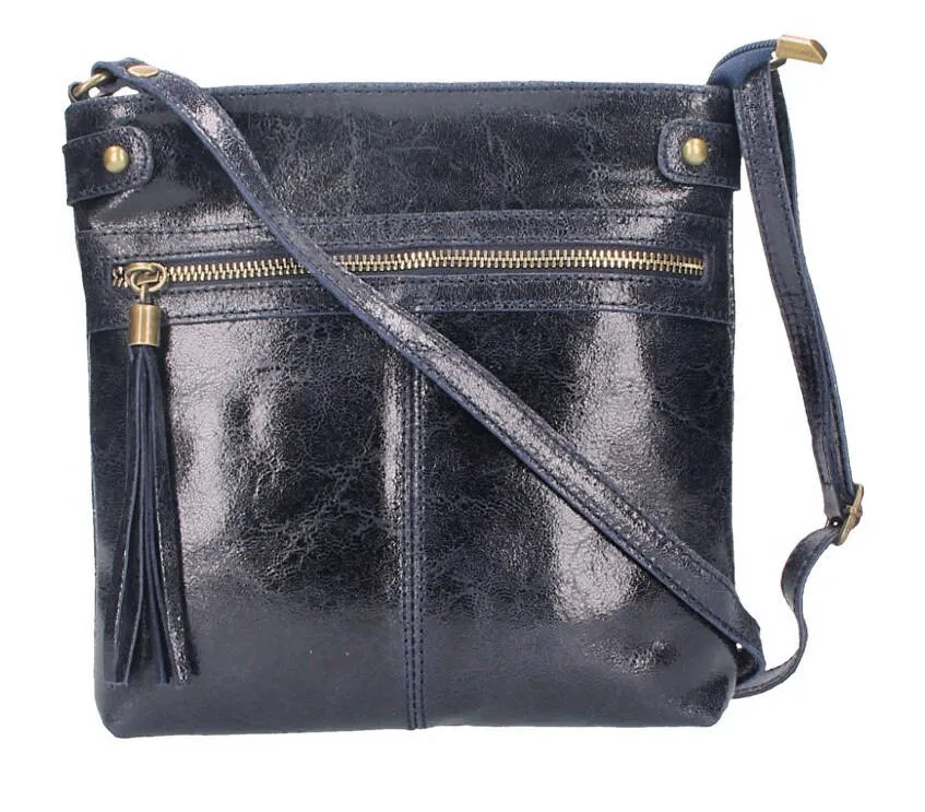 Evan blu leather shoulder bag